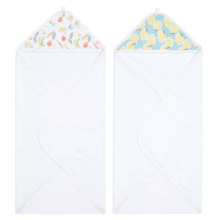 Fruit Print Hooded Baby Towel 2pk | aden   anais