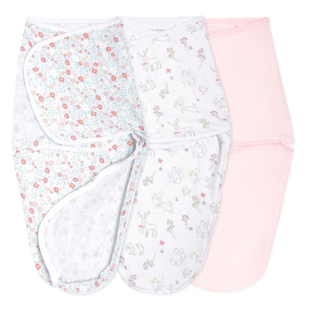 summer infant swaddle blanket Fairy Tale Flowers essentials easy baby swaddle wrap quick change 3 pack TOG 1.0