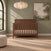 Child Craft Kieran 4-in-1 Convertible Crib in toasted chestnut, featuring a dark wood slatted design and a herringbone-patterned headboard.