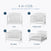 Diagram of a white Hampton Arch Top 4-in-1 Convertible Crib showing four stages of use: crib, toddler bed, daybed, and full bed.