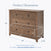 Cocoa Bean Child Craft Atwood 3-Drawer Dresser with dimensions labeled and a note explaining an interlocking drawer safety system.