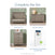 Four nursery items labeled Complete the Set, including a Denman 4-in-1 Convertible Crib, Crescent Gray, a six-drawer dresser, a four-drawer chest, and a crib mattress in their original packaging.