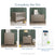 A nursery furniture collection including a crib, two styles of Kieran 6-Drawer Double Dresser, Crescent Gray, a nightstand, and a crib mattress.