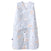 The HALO Swaddle 100% Cotton TOG 1.5 in light blue features a zipper, adjustable wings for healthy hip development, and an overlapping swaddle printed with cute orange, blue, and white lion and bear faces.