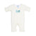 A cream Baby Merlins Magic Sleepsuit® 100% Cotton by HALO with long sleeves and legs, two front zippers, and a blue chest logo is displayed flat on a white background.