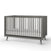 The Child Craft Cranbrook 4-in-1 Convertible Crib in Lunar Gray features modern vertical slats on all sides and a white mattress, shown against a plain white background—perfect nursery furniture.