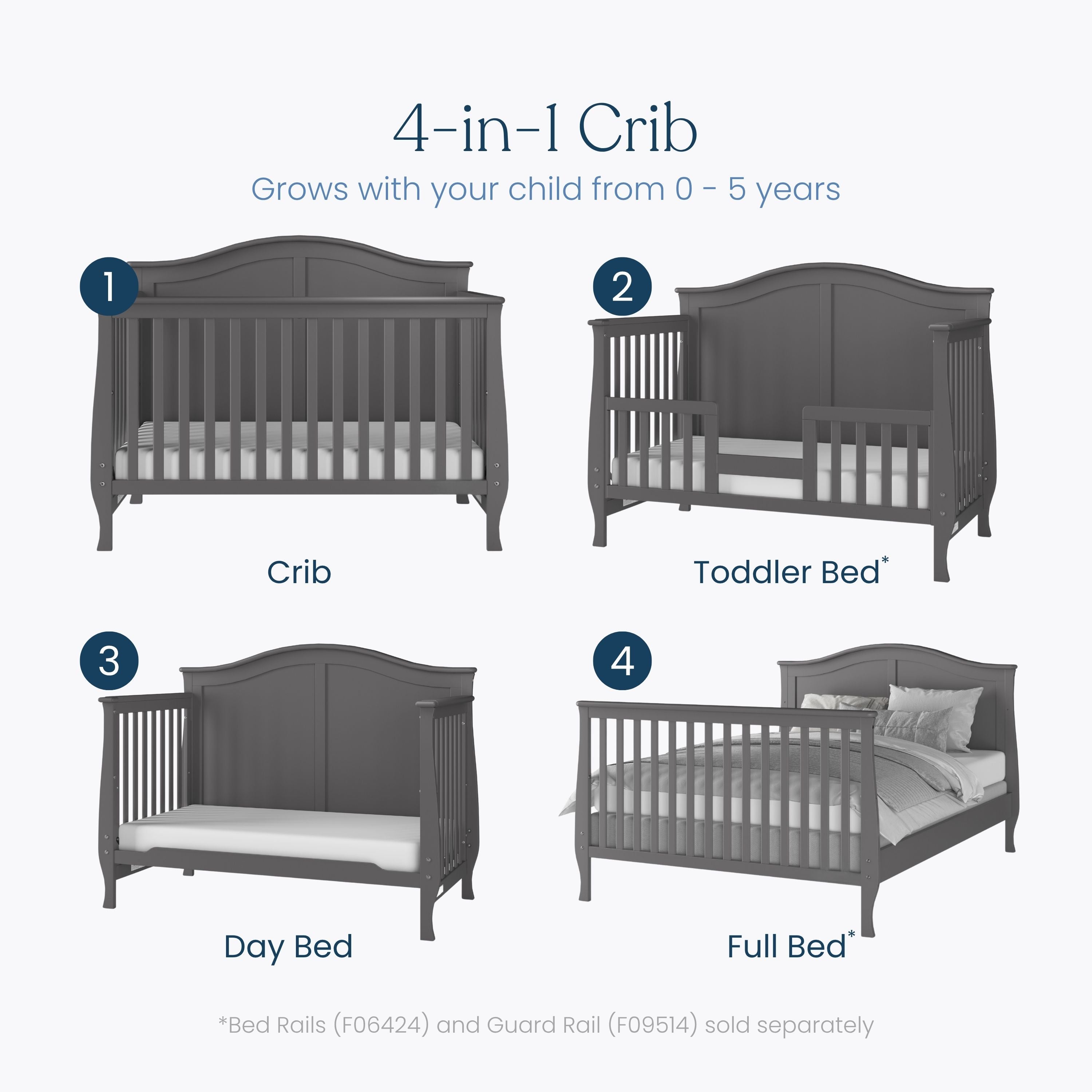 summer infant brayden conversion kit Child Craft Camden 4-In-1 Convertible Crib, Cool Grey