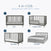 Diagram displaying the Child Craft Cranbrook 4-in-1 Convertible Crib in Lunar Gray, transitioning from crib to toddler bed, day bed, and full bed—versatile nursery furniture for ages 0–5. Each stage is clearly illustrated.