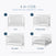 Diagram displaying the Child Craft Hampton Flat Top 4-in-1 Convertible Crib in matte white, made of pine, shown as crib, toddler bed, day bed, and full bed (1-4); note that some rails are sold separately.