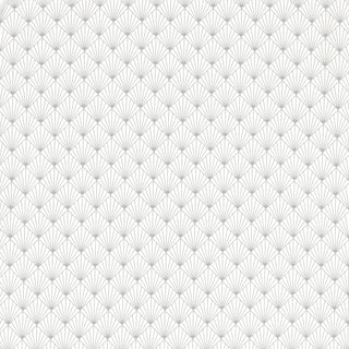 The HALO BassiNest® Fitted Sheet 100% Cotton features a clean, minimalist look with thin gray fan-shaped lines forming overlapping scallop patterns on a white background, evoking elegant envelope-inspired symmetry.