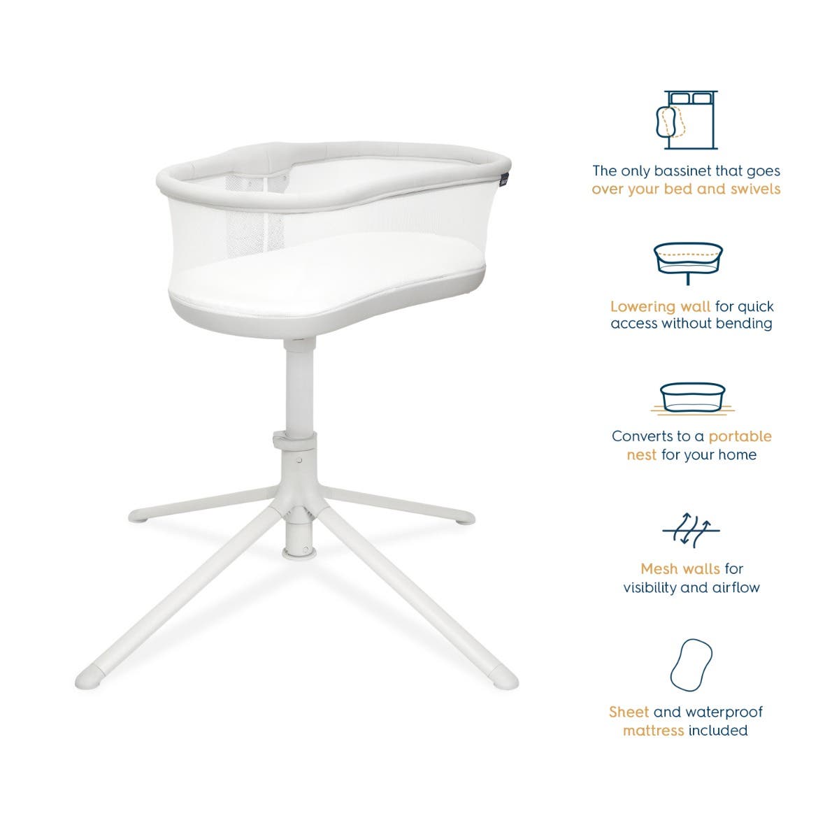 BassiNest Swivel Sleeper Bedside Bassinet HALO