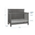 The Child Craft Denman 4-in-1 Convertible Crib in Midnight Gray features slatted sides, a solid headboard, two mattress heights, and a craftsman design. Dimensions: 47