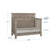 The Child Craft Denman 4-in-1 Convertible Crib in Crescent Gray features slatted sides, two mattress heights (Newborn and Standing), and measures 56.5
