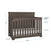 The Child Craft Redmond Full Panel 4-in-1 Convertible Crib in Dapper Gray features adjustable mattress height and a stylish full panel design. Dimensions: 45