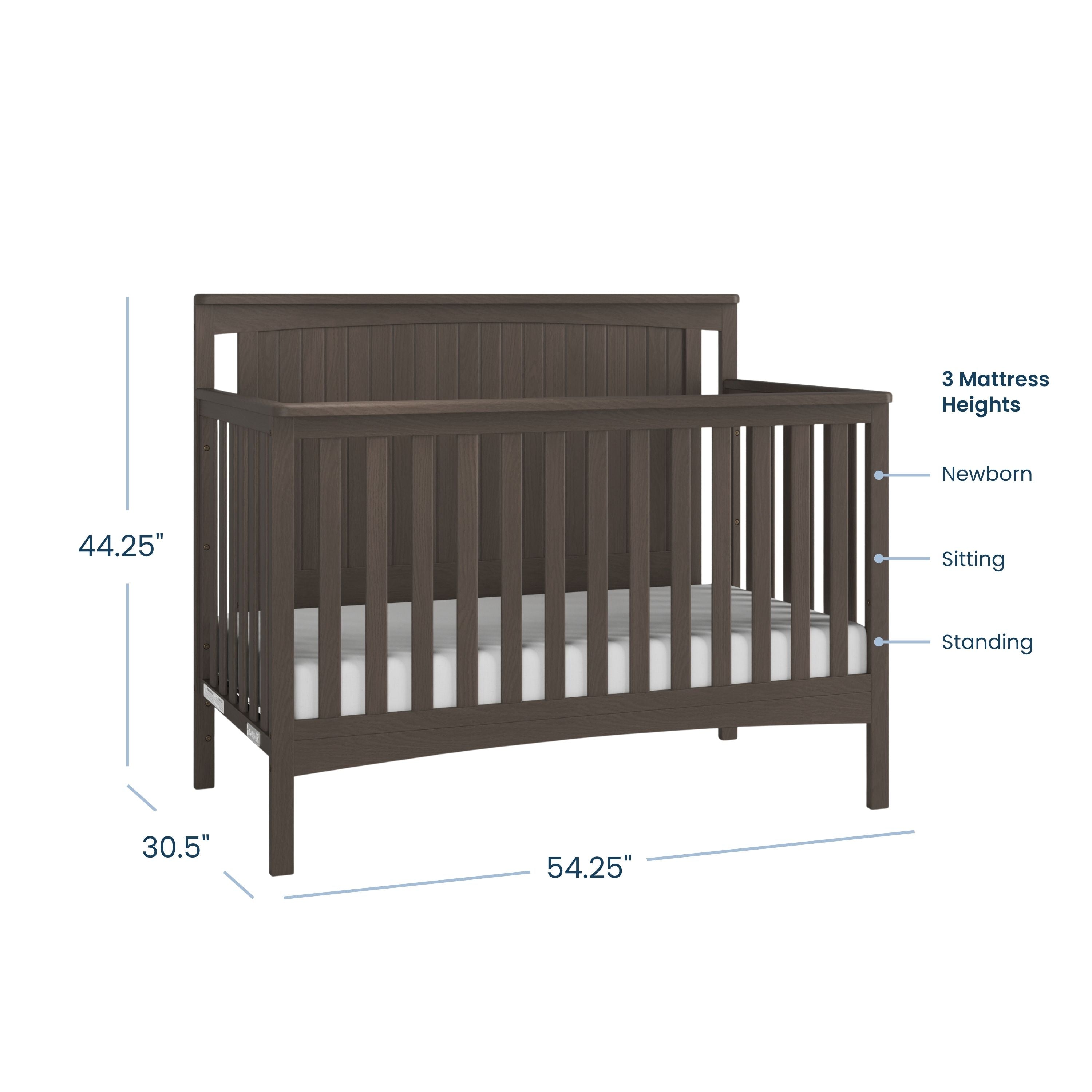 Scout 4 in 1 Crib, Dapper Gray | Convertible Cribs