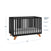 The Child Craft Soho 4-in-1 Convertible Crib in Ebony, shown with wooden legs, measures 36
