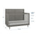 The Child Craft Surrey Hill 4-in-1 Convertible Crib in Lunar Gray features vertical slats, a solid headboard, and adjustable mattress heights for newborn, sitting, and standing stages. Dimensions: 45