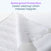 A white waterproof cover for the Essential Breathable Crib Mattress with a corner folded back, showing water droplets beaded on the surface beneath the text: Waterproof Protection. Easier cleanup when messes happen.