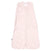 A pale pink HALO Swaddle 100% Cotton TOG 1.5 features a floral design with adjustable wings for healthy hip development and a wrap-around layout.