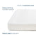 Close-up of HALOs Breathable Crib Mattress Cover highlights features: waterproof lining to protect the mattress, 2 layers of breathable mesh, and stretchy sides for a secure fit. This white quilted protector is also conveniently machine washable.