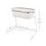 The HALO BassiNest® Lite Portable Bassinet is a white and beige baby bassinet with breathable mesh walls on a sleek white frame. It has adjustable heights from 35.5 to 39.75, measures 28 wide by 39 long, and the base extends 2 on each side.