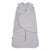 A light gray HALO SuperSoft Bamboo Swaddle TOG 2.0, featuring a zippered front and adjustable Velcro wings, made from soft bamboo fabric, is shown laid flat on a white background.