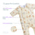 Infographic featuring the HALO Disney® Winnie the Pooh Baby Merlin’s Magic Sleepsuit® 100% Cotton, adorned with an adorable Winnie the Pooh print. Labels highlight its layers: a soft 100% cotton outer shell, cozy 100% cotton inner lining, and a cushioned polyfill core for extra comfort. Ideal as a cozy baby sleepsuit, this thoughtfully designed piece supports little ones during sleep regression or serves as the perfect swaddle transition solution.