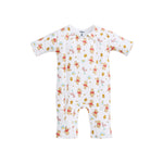The HALO Disney® Winnie the Pooh Baby Merlin’s Magic Sleepsuit® 100% Cotton features a white, long-sleeved design adorned with an adorable Winnie the Pooh, honey pot, and rainbow print. Perfect for swaddle transition, this cozy baby sleep suit is displayed on a plain white background.
