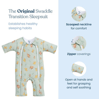 Introducing the HALO Disney® Lion King Baby Merlin’s Magic Sleepsuit® 100% Cotton—featuring a soothing green design with an adorable Lion King print, cozy scooped neckline, zipper coverings for safety, and open hands and feet. Inspired by the original Baby Merlin’s Magic Sleepsuit®, this expertly crafted sleepsuit supports comfort and self-soothing to help your baby transition to healthy sleep habits.