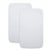 Two rectangular white 2-in-1 Bedside Bassinet Sleeper Fitted Sheet 2-Pack sheets for a HALO BassiNest bedside sleeper, shown side-by-side.