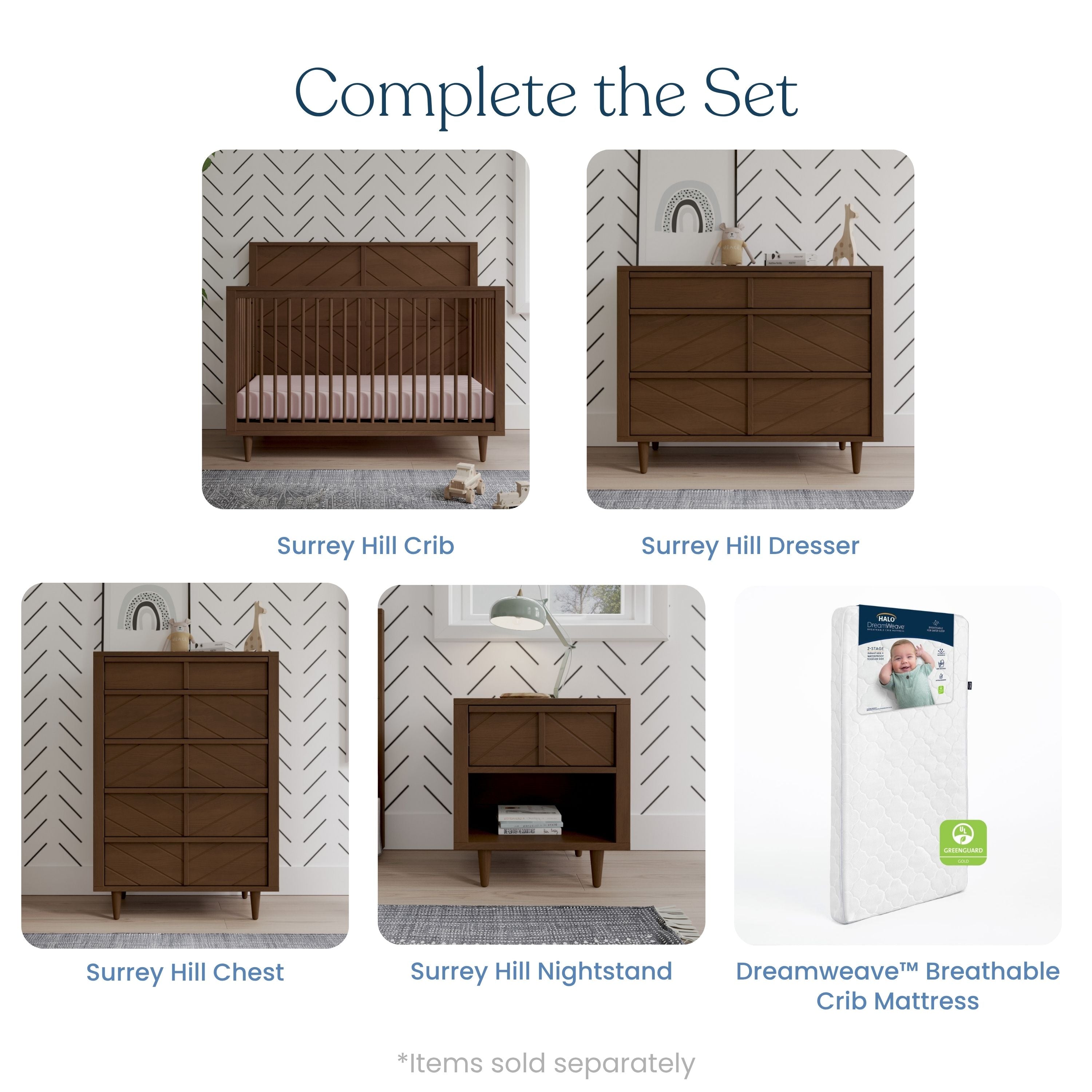 mid century modern crib and dresser set Child Craft Surrey Hill Crib, & Chest Nursery Set, 4-in-1 Convertible Crib, Toasted Chestnut, 3-Piece Fancy Red Lace Ivory This set includes Color:Natural/Orange MAR26WK1
