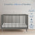 The Child Craft Cranbrook 4-in-1 Convertible Crib in Lunar Gray with a white mattress stands in a minimalist room. Text above reads Loved by millions of families, with icons for safety certifications and 70+ years of experience.