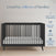The Child Craft Cranbrook 4-in-1 Convertible Crib in Ebony with a white mattress sits by a light wall. Above, text says 