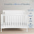 The Child Craft Scout 4-in-1 Convertible Crib in Matte White is displayed in a softly lit nursery. Text above says, Loved by millions of families. Icons showcase 70+ years' expertise, baby-safe finishes, and trusted safety certifications.