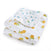The aden + anais organic cotton muslin dream blanket features a quilted texture with a charming pattern of yellow lemons, green leaves, and small blue dots. Its GOTS certified and perfect for babies.