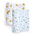 Two organic cotton muslin swaddle blankets by aden + anais feature vibrant orange fruit with green leaves and fresh blue berries on a white base.