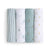 The aden + anais organic cotton muslin swaddle blanket 4 pack features designs arranged vertically: green and white stripes, sailboats on white, teal with sailboats, and yellow suns on white.