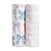 The aden + anais organic cotton muslin swaddle blanket 2 pack includes two blankets: one featuring large pastel bows and the other with a pattern of small pink bows.