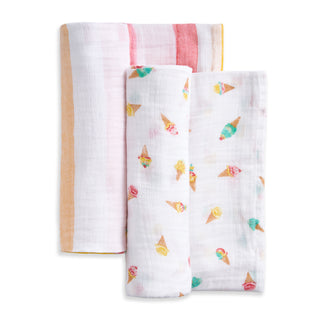 The aden + anais essentials cotton muslin swaddle blanket 2 pack features breathable, cozy blankets to keep your baby comfortable.