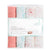 A clear plastic package contains a 4-pack of essentials cotton muslin swaddle blankets by aden + anais in pastel hues with coral, floral, and dot designs. The label shows aden by aden + anais with a baby snugly wrapped in one.