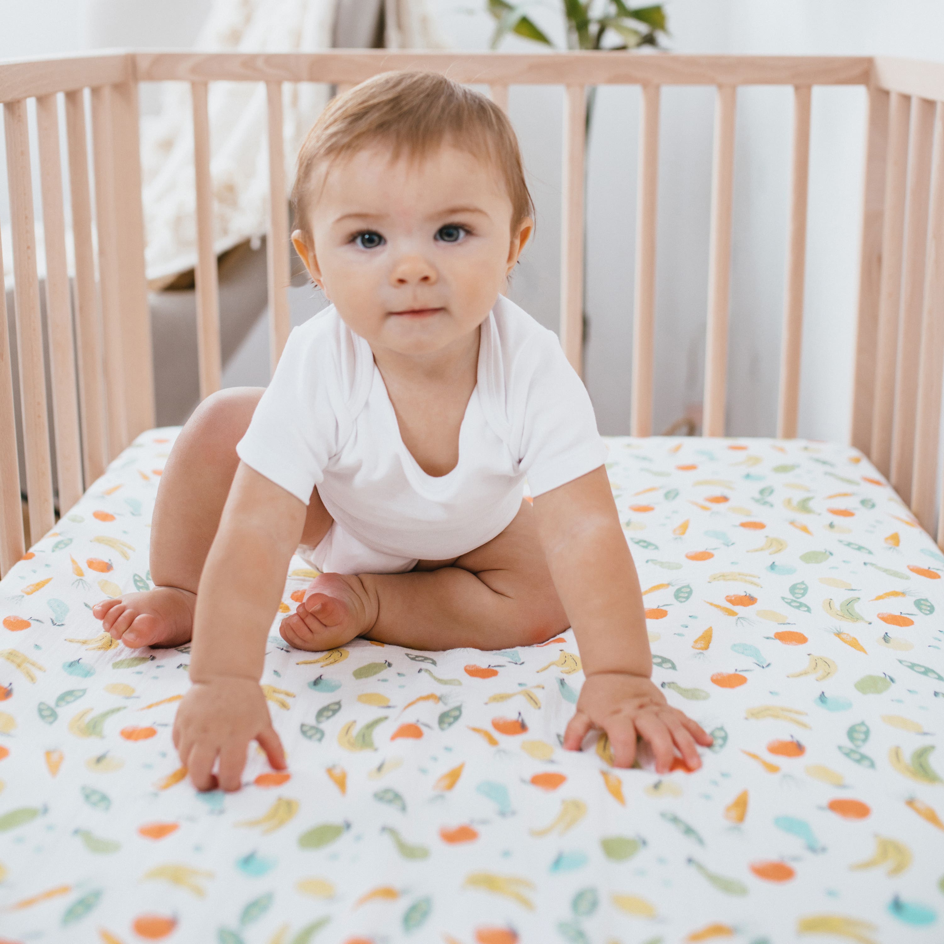 Avocado Print Muslin Crib Sheet aden anais