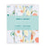 Aden + Anais essentials cotton muslin swaddle blanket 4 pack features colorful fruit and leaf patterns. Made from 100% cotton muslin, each swaddle measures 44 x 44. The breathable fabric is gentle on delicate skin, and the packaging has a light blue label with product details.