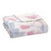 The aden + anais boutique silky soft muslin dream blanket features folded, lightweight bamboo-infused viscose fabric with pastel watercolor-like patterns in pink, blue, and white, offering a cozy yet cool touch perfect for nursery decor or a babys crib.