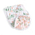 The aden + anais essentials cotton muslin burpy bib is a soft, quilted blanket with a floral print of green leaves and orange-pink flowers on white, featuring a fold-over corner with larger pink-hued flowers for use as an absorbent no-slip burp cloth.