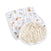 The aden + anais essentials cotton muslin burpy bib has charming animal illustrations, such as giraffes and lions on one side, with small yellow dots on the reverse. The quilted design features absorbent muslin and a curved shape for full coverage.