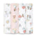 The Disney™ essentials cotton muslin swaddle blanket 4 pack by aden + anais features whimsical designs of princesses, carriages, clocks, castles, and flowers in soft pastel shades, each capturing a fairytale theme with enchanting details reminiscent of soothing textures.