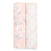 The image shows two rolled swaddle blankets from the aden + anais essentials silky soft swaddle blanket 2 pack. The pink one features a floral pattern, while the white one has a pink geometric design. Made from bamboo-infused viscose, they are perfect for sensitive skin and neatly displayed side by side.