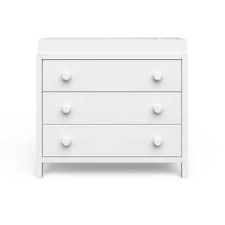 The Child Craft F01792 Universal Changing Table Topper in matte white is a sleek, modern accessory—ideal for use with a three-drawer dresser to create a baby changing station. Shown on a plain white background.