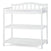 The Child Craft Arch Top Baby Changing Table in matte white features a curved back, padded changing pad, and two open storage shelves—ideal nursery furniture for keeping baby essentials organized.