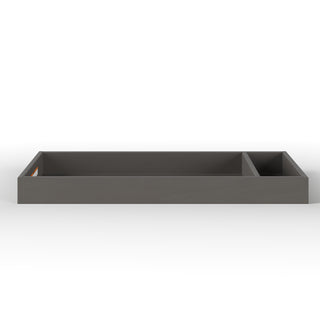 The Child Craft Legacy Changing Table Topper in Chelsea Gray is a rectangular tray with two differently sized compartments, shown on a white background.